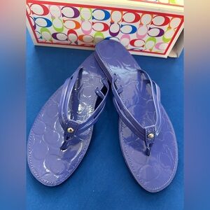 Coach Purple Patent Leather Thong Sandals